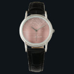 Bruten Metall Ro Guld Rosa Glitter Monogram Armbandsur<br><div class="desc">Ro Guld -  Rosa Faux Foil Metallic Gnistra Glitter Brushed Metall Monogram Namn Watch. Det gör perfekt studenten,  födelsedag,  bröllop,  möhippa,  årsdag,  babydusch eller bachelorette-fest till någon som glam lyx och chic stilar.</div>