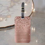 Bruten Metall Ro Guld Rosa Glitter Monogram Bagagebricka<br><div class="desc">Ro Guld -  Rosan Faux Foil Metallic Gnistra Glitter Brushed Metall Monogram Namn och Initial Bag eller Luggage Tag. Det gör perfekten söt 16-årsjubileum,  bröllop,  möhippa,  årsdag,  babydusch eller bachelorette-fest för någon som glam lyxen och chic stilar i kärlek.</div>