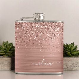 Bruten Metall Ro Guld Rosa Glitter Monogram Fickplunta