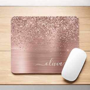 Bruten Metall Ro Guld Rosa Glitter Monogram Musmatta