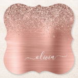 Bruten Metall Ro Guld Rosa Glitter Monogram Underlägg Papper<br><div class="desc">Ro Guld -  Rosa Faux Foil Metallic Gnistra Glitter Brushed Metall Monogram Namn Papper Underlägg. Det gör perfekt studenten,  födelsedag,  bröllop,  möhippa,  årsdag,  babydusch eller bachelorette-fest till någon som glam lyx och chic stilar.</div>
