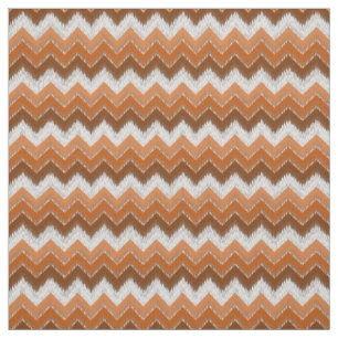 Bruten Orange White Ikat Zigzag Art Mönster Tyg