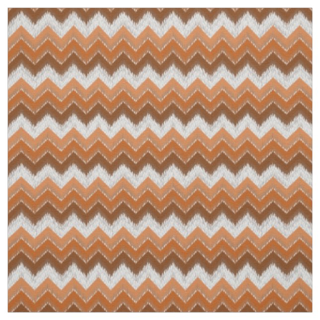 Bruten Orange White Ikat Zigzag Art Mönster Tyg (Provkarta)