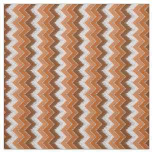 Bruten Orange White Ikat Zigzag Art Mönster Tyg