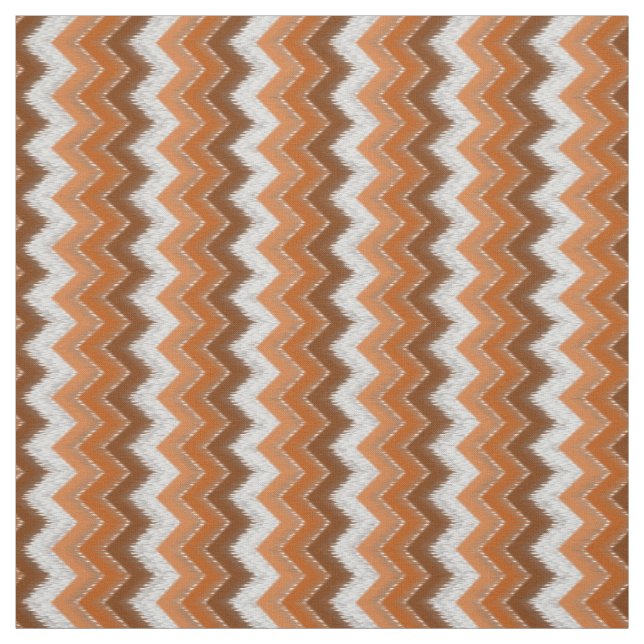 Bruten Orange White Ikat Zigzag Art Mönster Tyg (Provkarta)