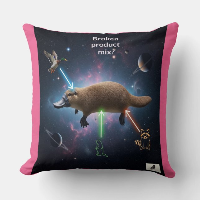 Bruten produktblandning? Cosmic Platypus Dilemma Kudde (Framsida)
