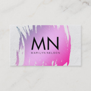 Bruten Rosa med White Struktur och Chic Monogram Visitkort