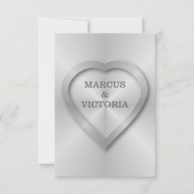 Bruten rostfritt stål bröllop inbjudningar (Framsida)