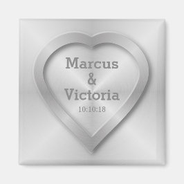 Bruten rostfritt stål bröllop magnet