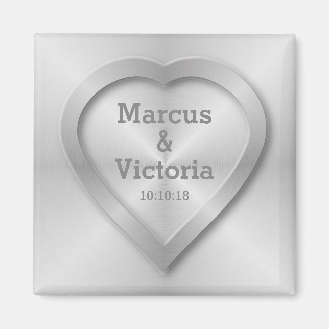 Bruten rostfritt stål bröllop magnet (Framsidan)