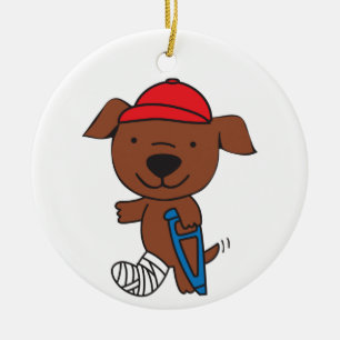 Brutet blad, Hund Julgransprydnad Keramik