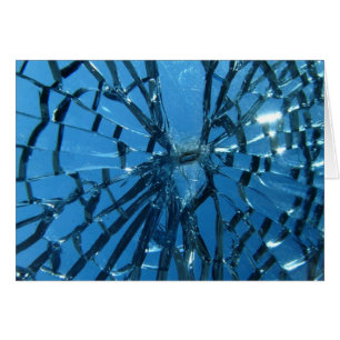 Brutet blått glas hälsningskort