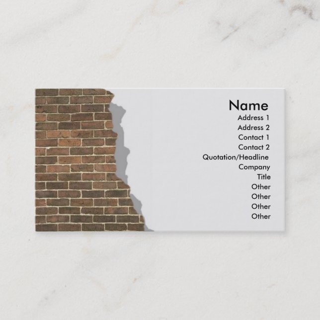 Brutet brickväggprofilkort visitkort (Framsida)