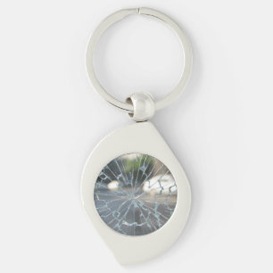 brutet fönster swirl silverfärgad nyckelring