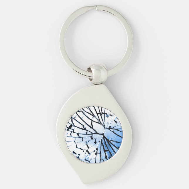 brutet fönster swirl silverfärgad nyckelring (Framsidan)