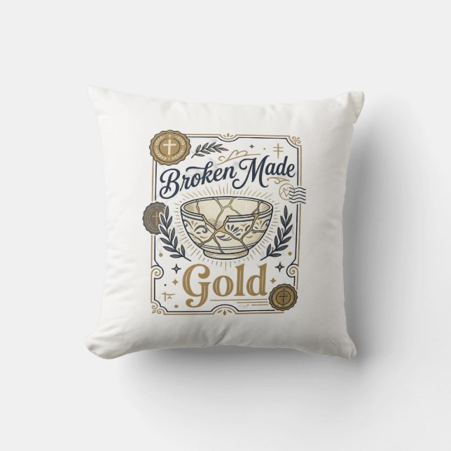 Brutet gjort guld Jesus Kintsugi Bruten Keramik Ch Kudde (Framsida)