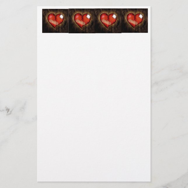 Brutet hjärta/hjärt-/hjärt-depå brevpapper (Framsida)