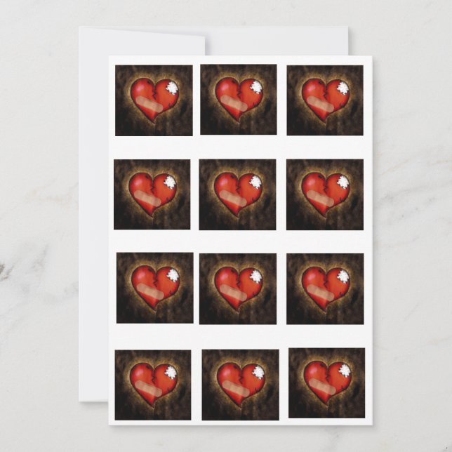 Brutet hjärta/hjärtstillestånd inbjudningar (Framsida)