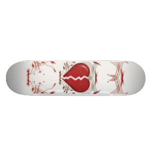 Brutet hjärta & tribal-mönster: Röd: Skateboard