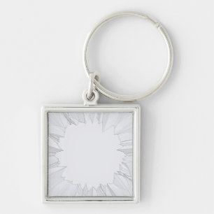 Brutet krossat glas fyrkantig silverfärgad nyckelring