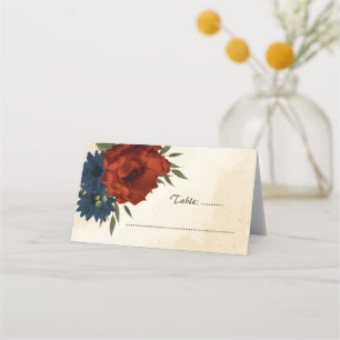 Brutet orange, blommor från botaniska bröllop placeringskort