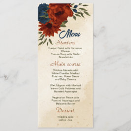 Brutet orange, blommor i marinen bröllop meny