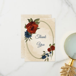 Brutet orange, blommor i marinen bröllop tack kort