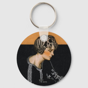 Brutet pärlemorfärg halsband nyckelring