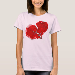 Brutet rött hjärta Polygon Abstrakt kläder T Shirt