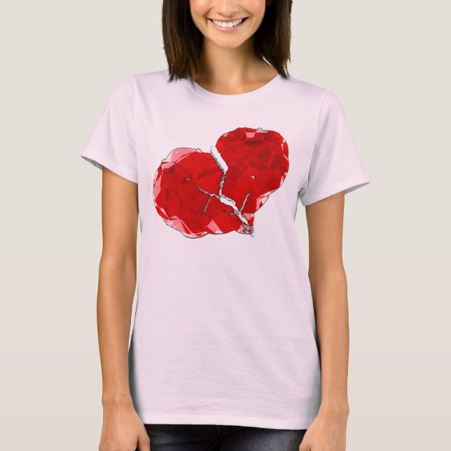 Brutet rött hjärta Polygon Abstrakt kläder T Shirt (Framsida)