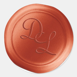 Brutet rött rost 2 Brev monogram Vax sälstift Runt Klistermärke