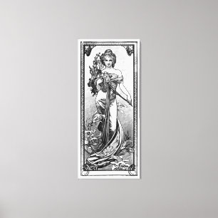 Brutna Blommar av Alphonse Mucha Canvastryck