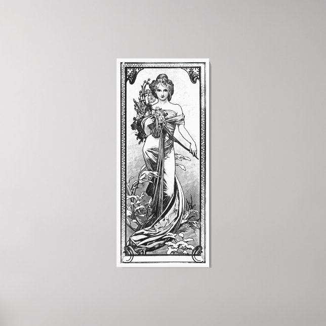 Brutna Blommar av Alphonse Mucha Canvastryck (Framsida)