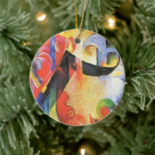 Brutna former av Franz Marc, Vintage abstrakt kons Julgransprydnad Keramik