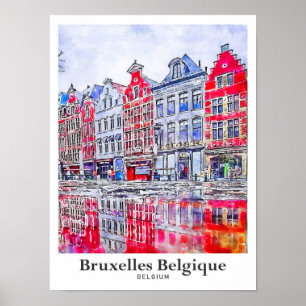 Bruxelles Belgique Belgique Travel Watercolor Poster