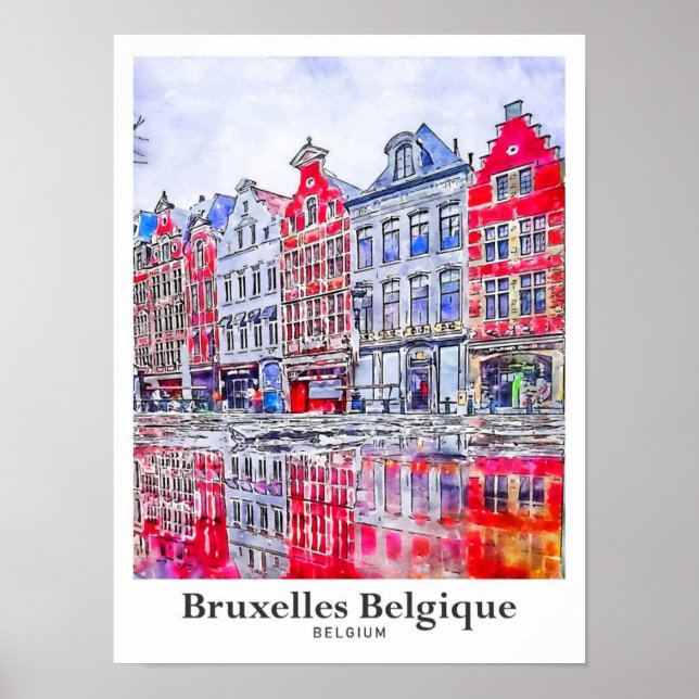 Bruxelles Belgique Belgique Travel Watercolor Poster (Framsidan)