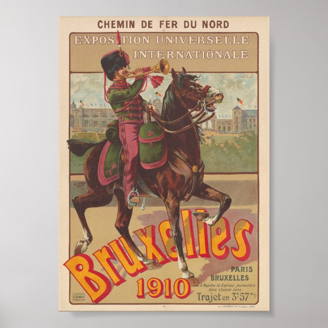 Bruxelles Belgium Vintage affisch 1910 (Framsidan)