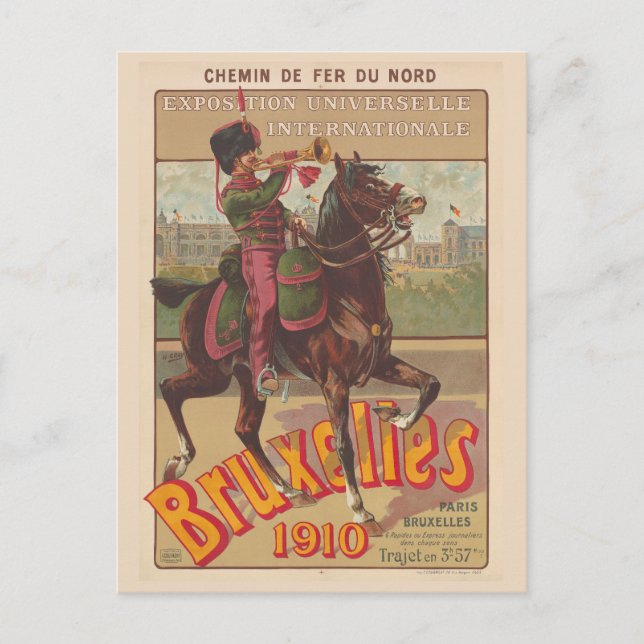 Bruxelles Belgium Vintage affisch 1910 Vykort (Framsida)