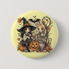 Bruxinhas Kawaii com Gatinho e Abóboras Knapp