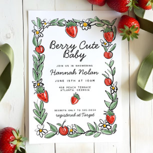 Bry i Kärlek Strawberry Cherry Baby Shower Inbjudningar