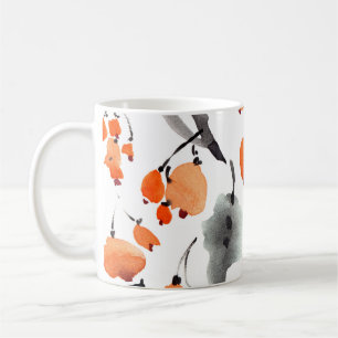 Bry, löv, vattenfärg, illustration av bläck, marme kaffemugg
