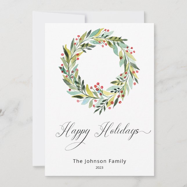 Bry och Greenery Wandey Helgdag Card Inbjudningar (Framsida)