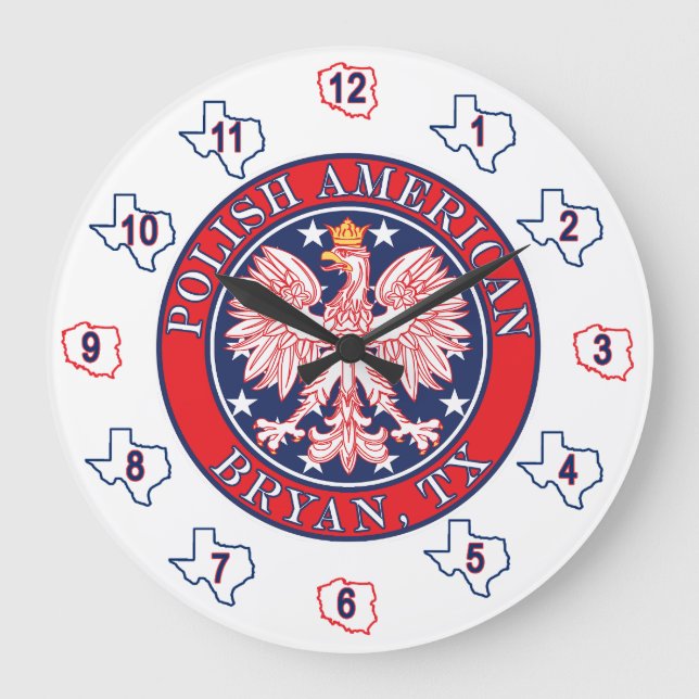 Bryan Texas polsk amerikansk Eagle Stor Klocka (Framsida)