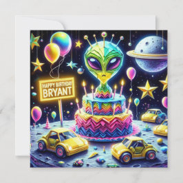 BRYANT ~ Birthday Card ~ Alien Birthday Cake ~