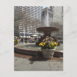 Bryant Park Fontän New York City Springtime NYC Vykort