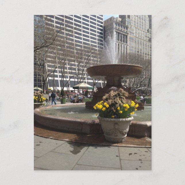 Bryant Park Fontän New York City Springtime NYC Vykort (Framsida)