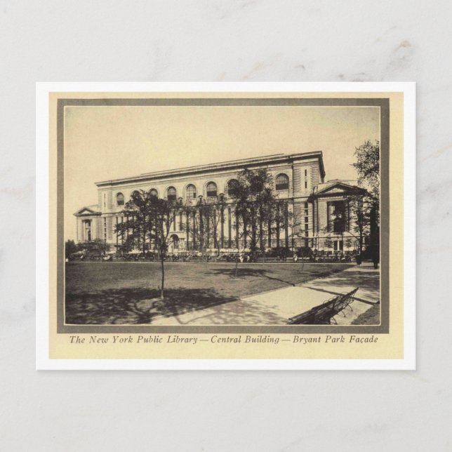Bryant Park, Manhattan NY, Facade Retro Inspired Vykort (Framsida)