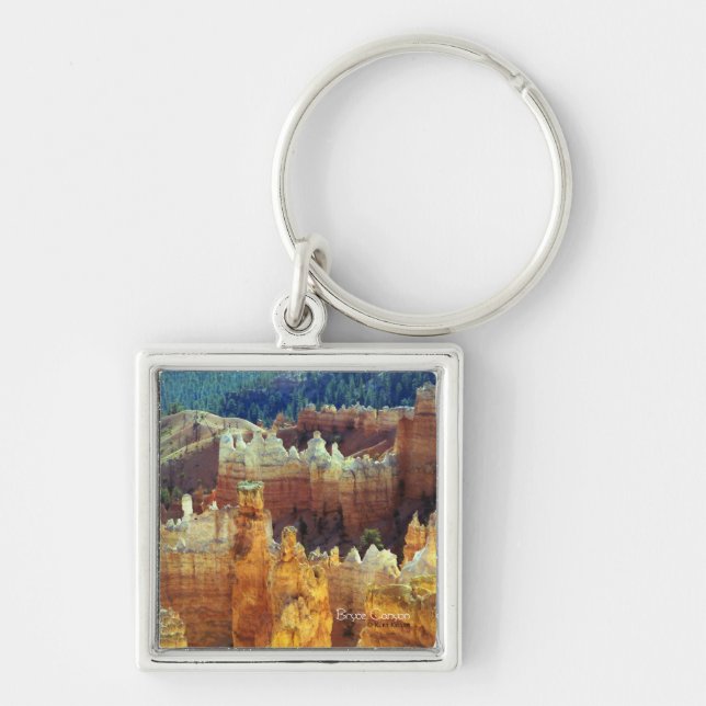 Bryce Canyon Fyrkantig Silverfärgad Nyckelring (Framsidan)