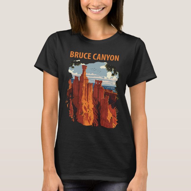 Bryce Canyon Hoodoos Röd Resa T Shirt (Framsida)