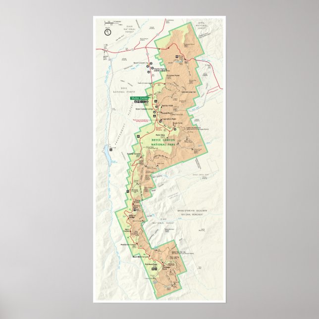 Bryce Canyon karta poster (Framsidan)
